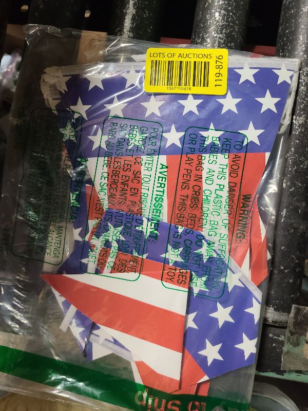 Photo 1 of 4 Pack Pre-Strung USA Flag Pennant Banner - jijAcraft Paper Stars and Stripes Flag Bunting Banner Red White and Blue Decorations American String Flags for 4th of July Patriotic Decoration