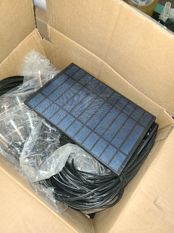 Photo 1 of Bosceos Solar Outdoor String Lights Waterproof, 200FT Solar Powered String Lights for Outside with Shatterproof Bulbs, Dimmable ST38 LED Lights String, Patio Hanging Lights for Backyard Garden Party