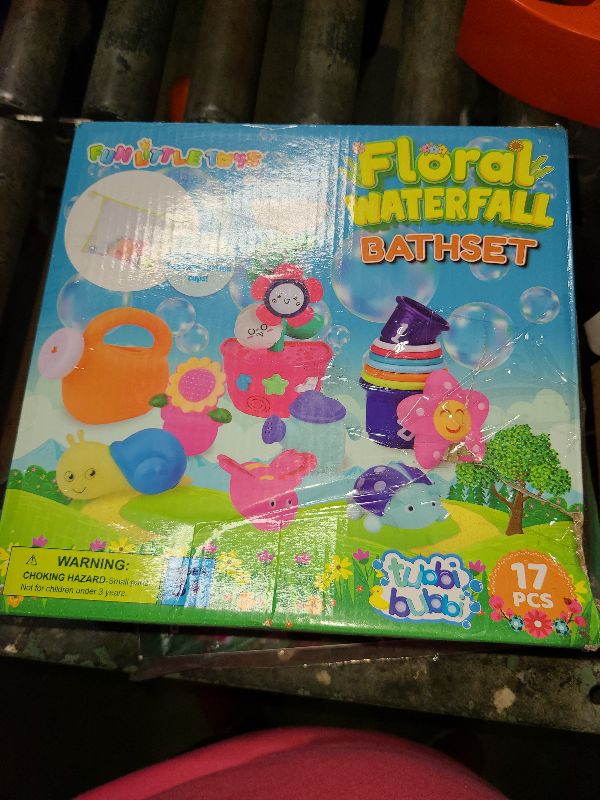 Photo 1 of 16Pcs Bath Toys for Toddlers, Flower Waterfall Water Station Garden Squirter Toys, Stacking Cups Watering Can Shower Toy,Fun Bath Time Toys for Kids Girls and Boys Age 1-5
