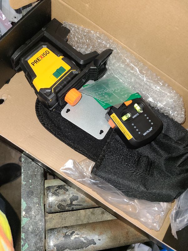 Photo 1 of **MISSING TRIPOD**
PREXISO Laser Level with Tripod - 100Ft Rechargeable Dual Modules Line Laser, Self Leveling Wide Angle Cross Leveler Tool for Construction, Floor Tile Renovation with Magnetic Base, Target Plate, Bag