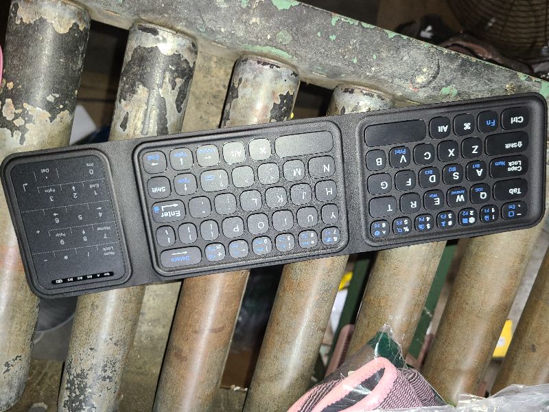 Photo 1 of LAMA Foldable Bluetooth Keyboard, Folding Wireless Keyboard with Trackpad and Numeric Keypad, Portable Keyboards for iPad Tablet Smartphone Laptop PC Android Windows iOS, Support 3 Device