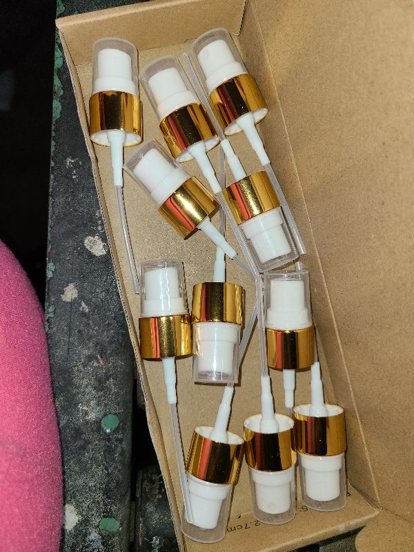 Photo 1 of ** MISSING 1**
uxcell 12 Pcs Gold White Spray Top, 18/410 Fine Mist Sprayer Reusable Replacement Spray Bottle Pump Plastic Top for Essential Oil Hair and Body Sprays Bottle