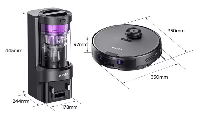 Photo 1 of Eureka E10s Robot Vacuum with Bagless Self Emptying Station, Robotic Vacuum and Mop Combo, 45-Day Capacity, 4000Pa Suction for Pet Hair, Carpet&Floor, Auto Lifting Mop, LiDAR Navigation, App Control BLACK