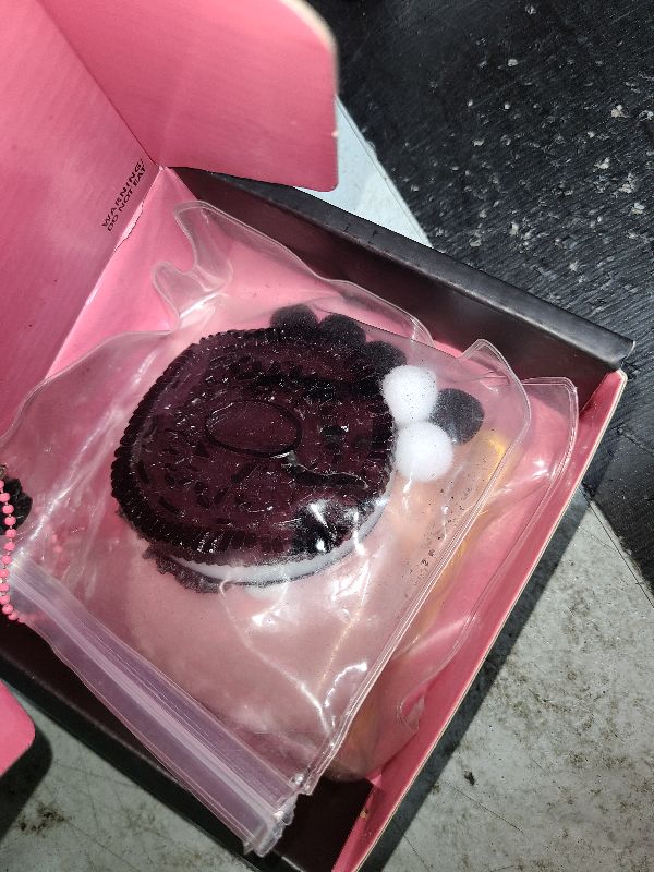 Photo 1 of 2Pcs Fufu Taba Squishy Handmade Sticky, Kawaii Biscuits Squishies Fur Ball, Pinch Family Pink Cookie YoYo Squishy Toy Cute Kawaii Stress Relief Toy (Black and Pink)
