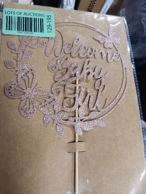 Photo 1 of AHAORAY Welcome Baby Girl Cake Topper - Rose Gold Glitter Baby Shower Cake Decorations for Girl, Baby Girl Cake Topper, for Baby Shower/Baby Birthday Party/Baby Gender Reveal Party Photo Booth Props