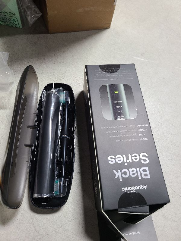 Photo 1 of Aquasonic Black Series Ultra Whitening Toothbrush – ADA Accepted Electric Toothbrush- 8 Brush Heads & Travel Case – 40,000 VPM Electric Motor & Wireless Charging - 4 Modes w Smart Timer
