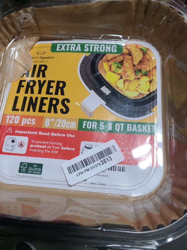 Photo 1 of Air Fryer Paper Liners, 125Pcs Air Fryer Disposable Liners, Non-Stick and Oil Proof for Easy Cleanup, 8” Square for 5-8 qt Basket by Baker's Signature