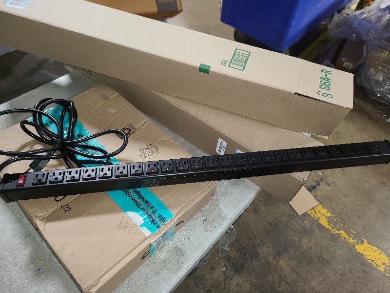 Photo 1 of 24 Outlet Long Power Strip, Heavy Duty Metal Power Strip with 10 ft Long Extension Power Cord for Cabinet, Industrial, Commercial Home Wall Mount Power Strip,ETL listed (Black)