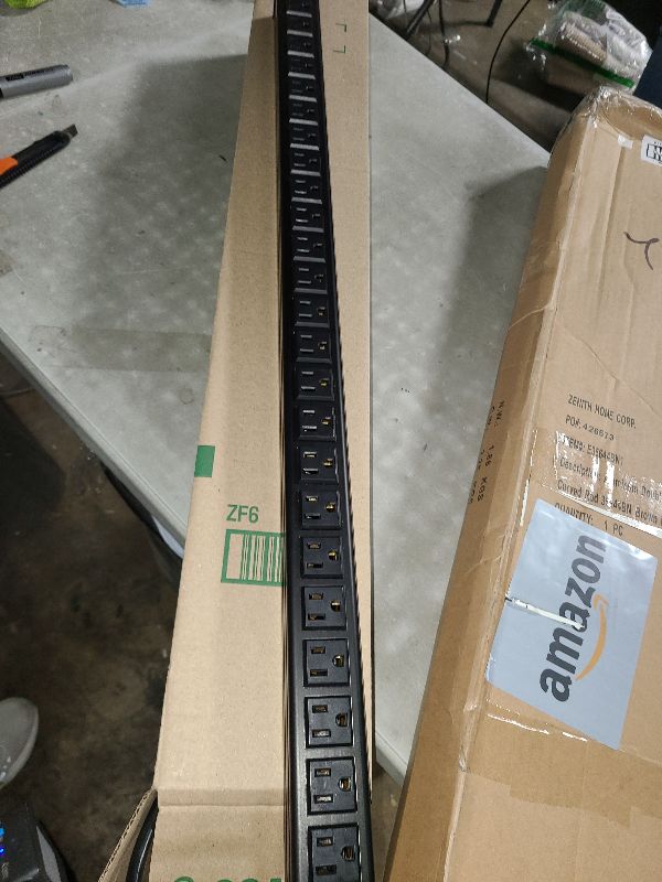 Photo 1 of 24 Outlet Long Power Strip, Heavy Duty Metal Power Strip with 10 ft Long Extension Power Cord for Cabinet, Industrial, Commercial Home Wall Mount Power Strip,ETL listed (Black)