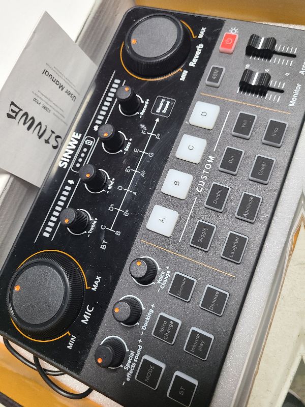 Photo 1 of SINWE Streaming Audio Mixer,RGB audio Interface with Pro-preamp, 48V Phantom Power for Live Streaming, Individual Control, Voice Changer, 4 Customize sound pads for Podcast/Recording/Vocal/Game