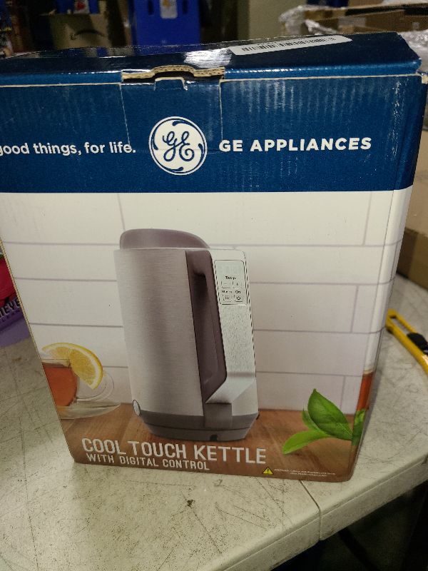 Photo 1 of GE Electric Kettle | 6 Cup Capacity | Digital Temperature Control | Boils Water for Tea, Coffee in Minutes | Countertop Kitchen Essentials | 1500 Watts | Stainless Steel