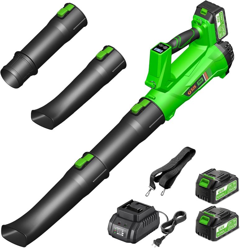 Photo 1 of Leaf Blower Cordless - 540 CFM/170 MPH, 21V with 2 x 6.0Ah Batteries & Fast Charger, 6 Speed Modes, ldeal for Lawn Care and Patios