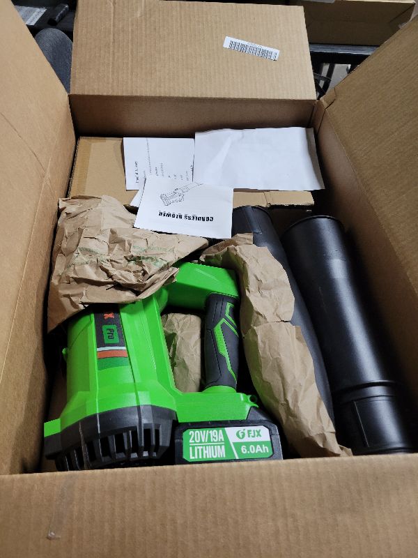 Photo 1 of Leaf Blower Cordless - 540 CFM/170 MPH, 21V with 2 x 6.0Ah Batteries & Fast Charger, 6 Speed Modes, ldeal for Lawn Care and Patios