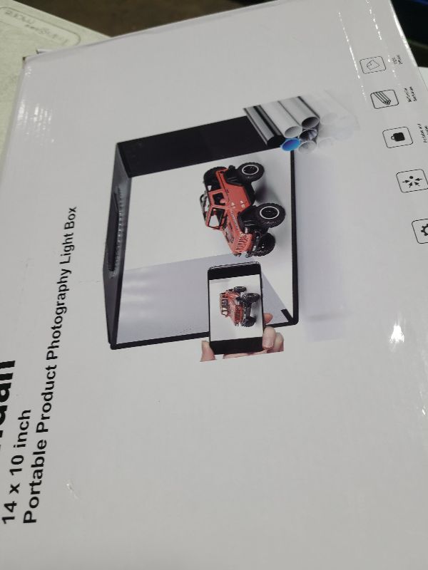 Photo 1 of Glendan Mini Photo Studio Light Box, 14" x 10" Photo Shooting Tent kit, Portable Foldable Light Box Photography with 112pcs LED Light, 6 Color PVC Backgrounds, 4 Reflection Boards for Small Items