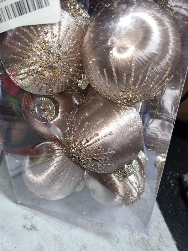 Photo 1 of 3.15inch Christmas Ornaments Set, 12 pcs Large Champagne Christmas Tree Ornaments Balls Luxury Shatterproof Xmas Tree Home Party Decorations