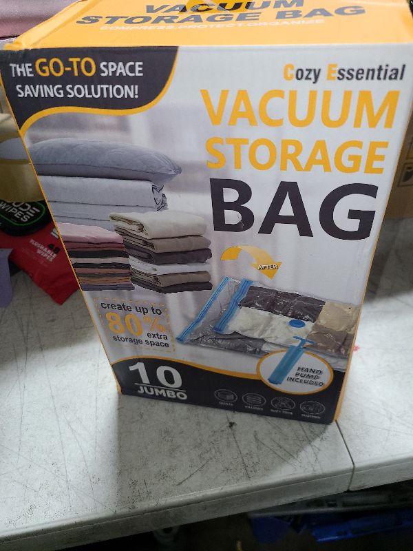 Photo 1 of 10 Jumbo Vacuum Storage Bags, Space Saver Bags Compression Storage Bags for Comforters and Blankets, Vacuum Sealer Bags for Clothes Storage, Hand Pump Included