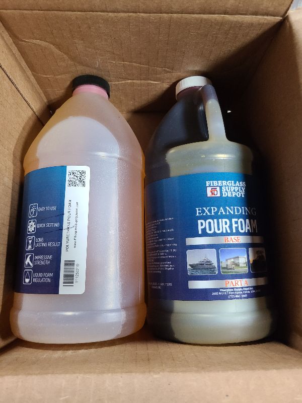 Photo 1 of 2 Lb Density Expanding Pour Foam, 2 Part Polyurethane Closed Cell Liquid Foam for Boat and Dock Flotation, Soundproofing, Filling Voids, and Insulation (1 Gallon Kit)