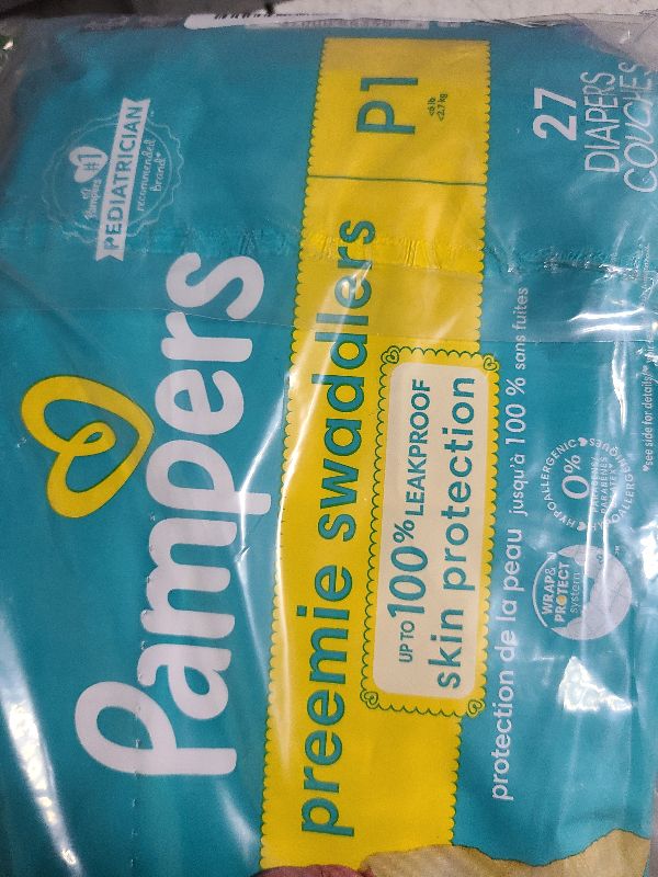 Photo 1 of Pampers Baby Diapers - Swaddlers - Size P1, 27 Count, Ultra Absorbent Disposable Preemie Diaper