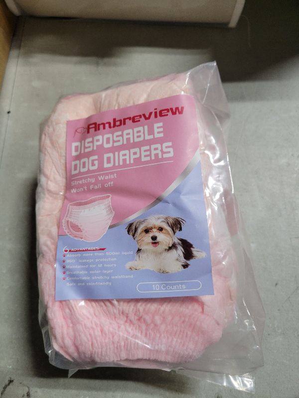 Photo 1 of Ambreview Disposable Dog Diapers Female, Just Pull It Up, Doggie Diapers for Female Dogs, Strong Absorbency | Leak Proof, for Dogs in Heat | Elderly | Disabled, S 10 PCS