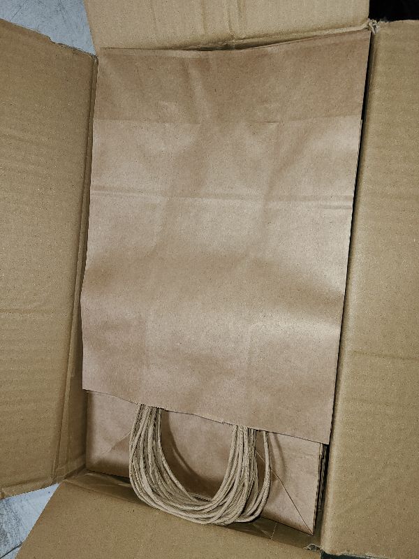 Photo 1 of 100Pcs Kraft Paper Bags 7.8x4.25x10.6" Gift Bag with Handles for Wedding Party Craft Retail Packaging ,Recycled Twist handles Brown Shopping Bags (Brown,S-100)