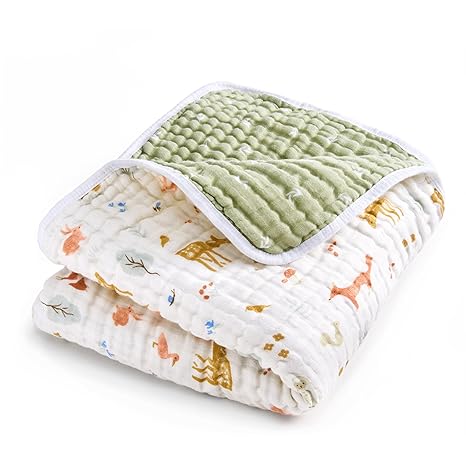 Photo 1 of aden + anais Essentials Dream Blanket, Muslin Baby Blankets for Girls & Boys, Ideal Lightweight Newborn Nursery & Crib Blanket, Unisex Toddler & Infant Bedding, Shower & Registry Gift, Sage Woodland
