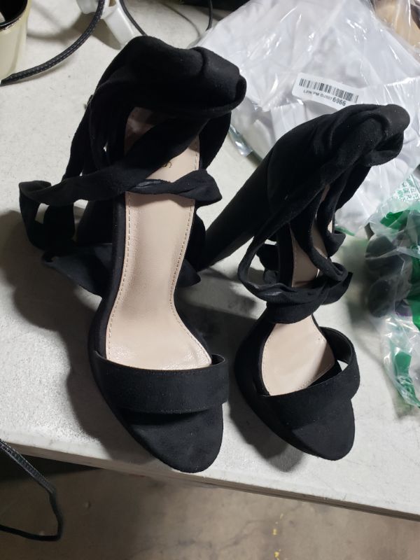 Photo 1 of Allegra K Women's Lace Up Black Platform Block Heels Sandals - 7 M US
