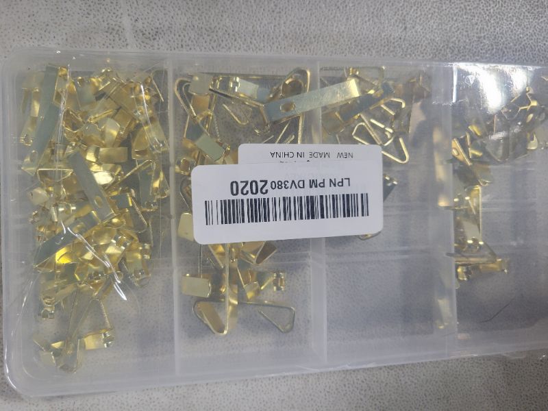 Photo 1 of 184 Pieces Picture Hanging Kit, 20lb, 30lb, and 50lb Picture Hangers, Metal Picture Hanging Hooks with Nails, on Drywall, Wooden Wall(Gold)