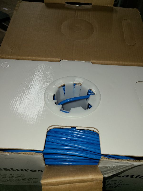 Photo 1 of  Cat6 Plenum (CMP), 1000ft, Blue, 23AWG 4 Pair Solid Bare Copper, 550MHz, PoE++ (4PPoE), ETL Listed, Unshielded Twisted Pair (UTP), Bulk Ethernet Cable