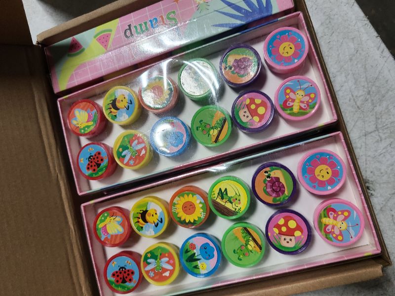 Photo 1 of 60 Pcs Spring Stamps Flowers Butterfly Assorted Stampers Self-Ink Stamps for Easter Egg Stuffer Garden Birthday Tea Party Favors Goodie Bag Stuffers Prizes