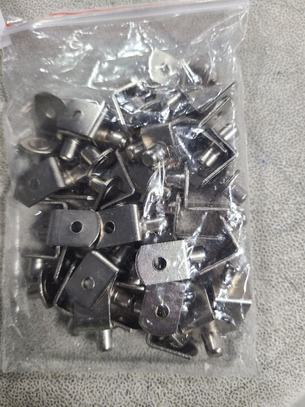 Photo 1 of 40 Pcs Shelf Support Pegs,1/4 Inch Diameter Shelf Bracket Pegs with Hole,Nickel Plated L-Shaped Clips for Kitchen & Bookcase Shelf Cabinet Furniture Closet Shelf Pins Support