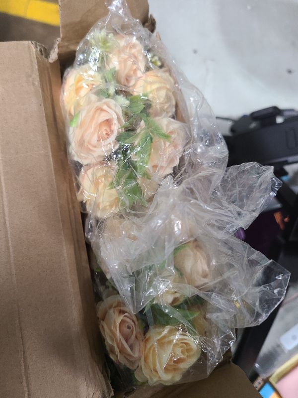 Photo 1 of Zeyune 8 Pack 12 Inch Valentine‘s Day Artificial Rose Bouquet Silk Roses Flowers Bunches Bulk Fake Roses for Wedding Bridal Home Office Garden Parties Decoration(Champagne)