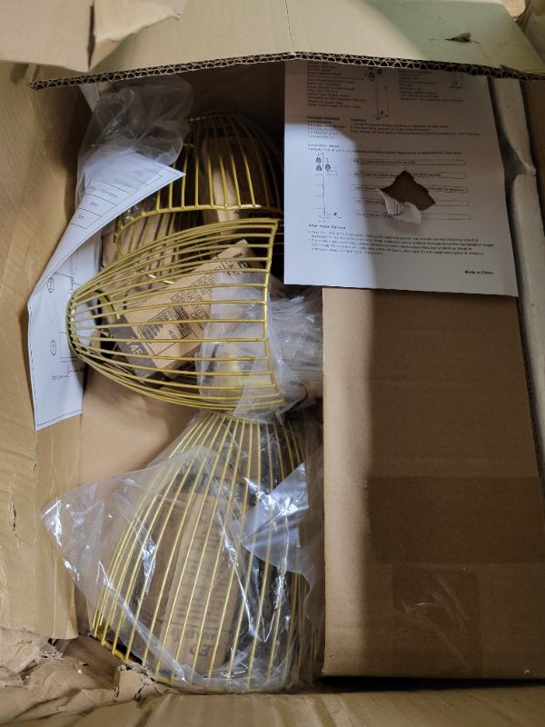 Photo 1 of Dimmable Industrial Floor Lamps for Living Room, Gold Tree Standing Tall Lamps with 3 Elegant Teardrop Cage Head & 800 Lumens LED Bulbs for Bedroom Office