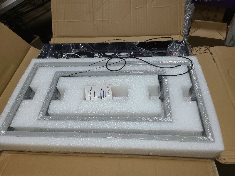 Photo 1 of Modern LED Chandelier, Double Rectangles Ceiling Pendant Lights, LED Island Lights Dimmable Chandeliers for Dining Room Living Room Bedrooms, Black (40CM/60CM)