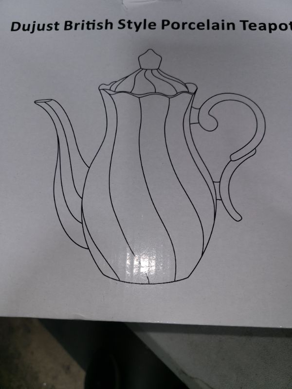 Photo 1 of DUJUST British Style Porcelain Teapot (40oz), Luxury Ceramic Teapot with Golden Trim, Food Grade Teapot with Built-in Filter, Beautiful Teapot for Tea Party & Home Décor-Black