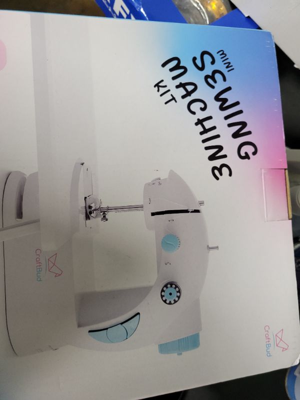 Photo 1 of Mini Sewing Machine for Beginners, 48-Piece Portable Sewing Machine, Dual Speed Small Sewing Machine, Adults and Kids Sewing Machine, Travel Beginner Sewing Machines with Sewing Kit and Book, Blue