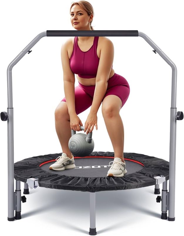 Photo 1 of 40" /48" Rebounder for Adults,Mini Rebounder Foldable Fitness Rebounder with Adjustable Foam Handle,for Indoor/Outdoor Exercise Workout,Max Load 450LBS/600LBS 
