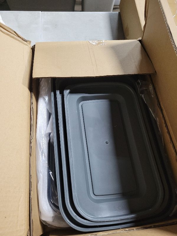 Photo 1 of 8-Piece Deep Glass Baking Dish Set with Plastic lids,Rectangular Glass Bakeware Set with Lids, Baking Pans for Lasagna, Leftovers, Cooking, Kitchen, Freezer-to-Oven and Dishwasher, Gray