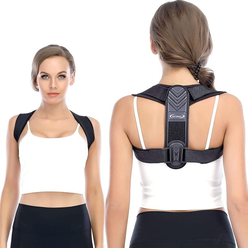 Photo 1 of Posture Corrector for Women and Men, Back Brace Adjustable Upper Posture Support, Comfortable Back Straightener Support for Clavicle Support (Large)