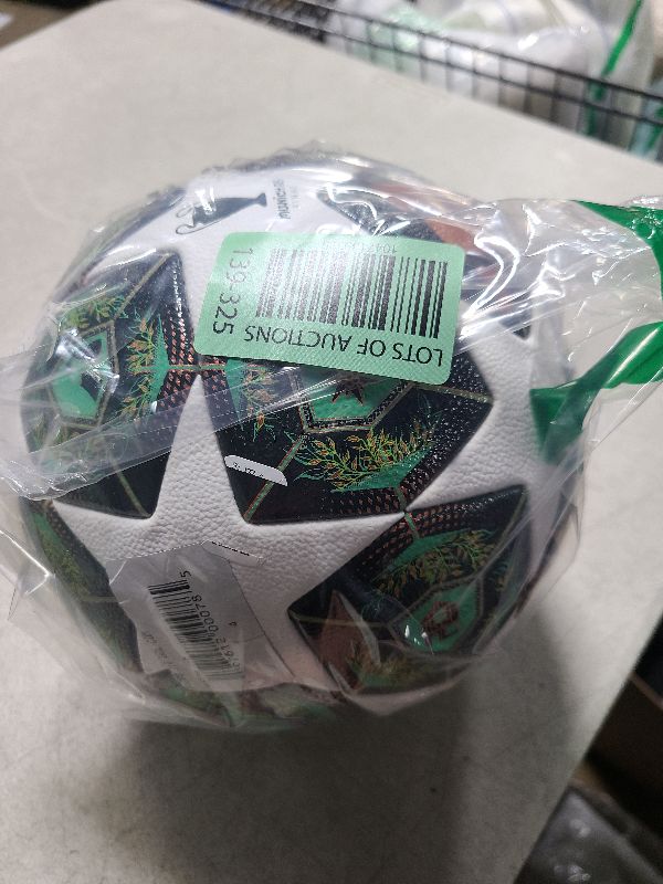 Photo 1 of adidas Unisex-Adult UCL Competition Soccer Ball,White/Shadow Green/Solar Slime,4