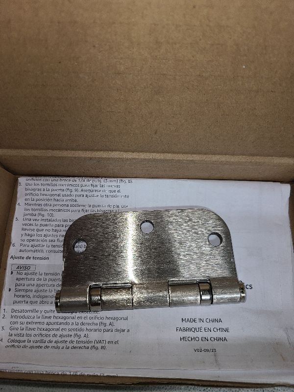 Photo 1 of Amazon Basics Self-Closing Door Hinge, 3.5 Inch x 3.5 Inch, 1 Piece, Satin Nickel
