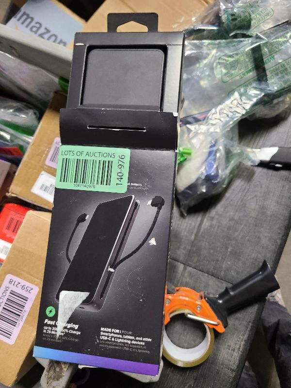 Photo 1 of mophie Powerstation Plus 10,000mAh Power Bank - Has Integrated USB-C and Lightning Cables, Fast Charging for Smartphones, Tablets, and iPhones