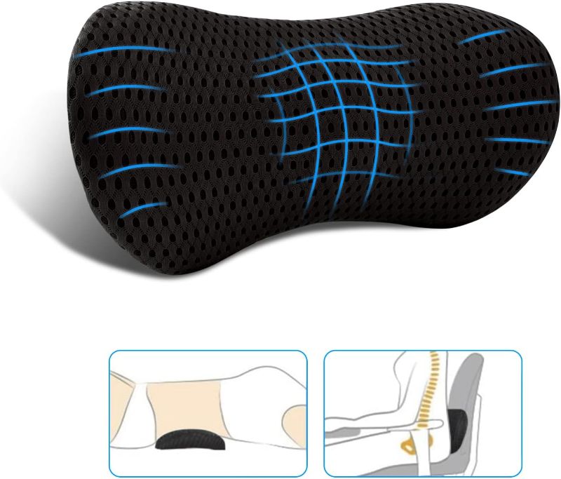 Photo 1 of  Lumbar Pillow, Memory Foam Lumbar Support Pillow for Office Chair and Car Seat, Back Support Pillow for Lower Back Pain Relief, Support Cushion Back Pillow for Sleeping, Resting, Driving, Traveling 