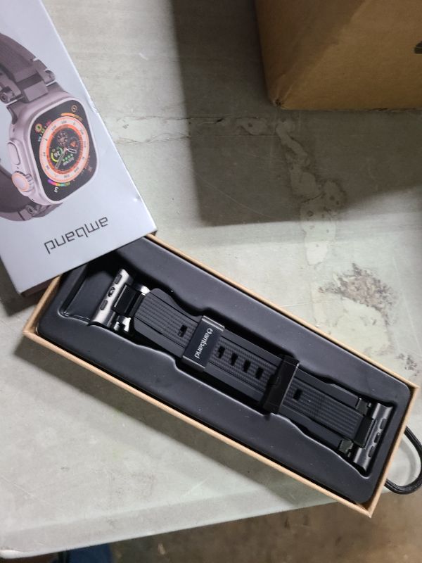 Photo 1 of amBand Bands Compatible with Apple Watch Ultra 2/1 49mm, M1 Sport Series Rugged Durable Strap with Metal Connector to Match Ultra's Titanium Case for iWatch 49 mm Men Black Brushed