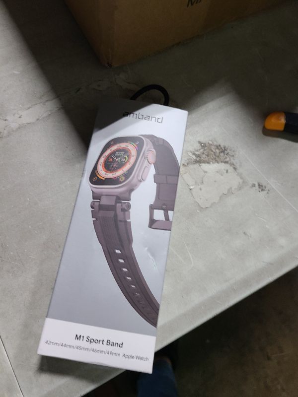 Photo 1 of amBand Bands Compatible with Apple Watch Ultra 2/1 49mm, M1 Sport Series Rugged Durable Strap with Metal Connector to Match Ultra's Titanium Case for iWatch 49 mm Men Black Brushed