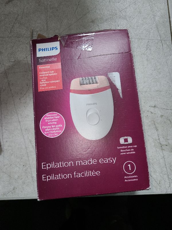 Photo 1 of Philips Beauty Satinelle Essential Compact Hair Removal Epilator for Women, BRE235/04 (Corded Use Only)