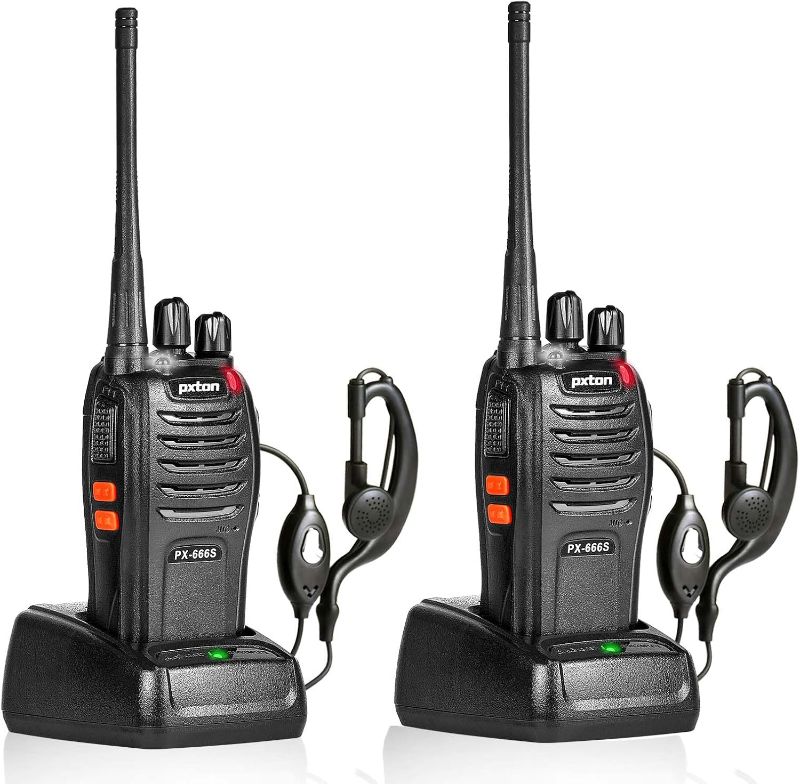 Photo 1 of pxton Two Way Radios Long Range Walkie Talkies for Adults with Headphones,16 Channel Handheld 2 Way Radio Rechargeable with Flashlight Li-ion Battery and Charger?6 Pack?