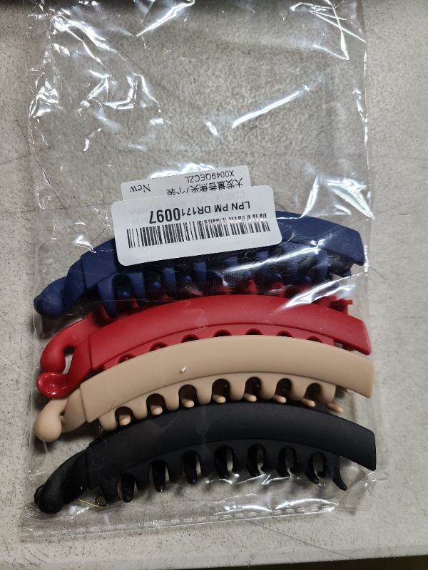 Photo 1 of 4 Pcs Large Banana Clip 5.1" Big Banana Hair Clip for Thick Hair, No-Slip Ponytail Matte Holder Hair Claw for Women