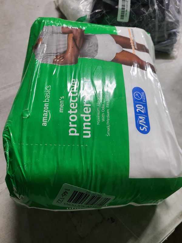 Photo 1 of Amazon Basics Incontinence Underwear for Men, Maximum Absorbency, Small/Medium, 20 Count (1 Pack)