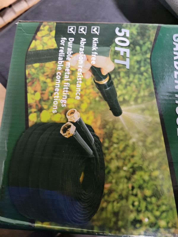 Photo 1 of Toolasin Garden Hose 50ft, Non-Expanding, Lightweight, Leak-Proof Metal interface, No-Knots, Portable, Wear-Resistant, Sturdy, Flexible, 3/4GHT, Water Hose for Yard, Garden