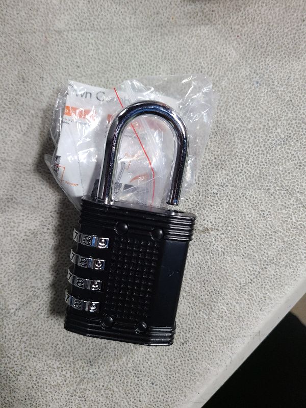 Photo 1 of Padlock Combination Lock 4 Digit - for Gym Lock, School Locker Lock, Outdoor Gate, Fence, and Storage, Combo Lock - Locks for Lockers - Weatherproof Metal - Keyless, Easy to Set, Resettable - Black